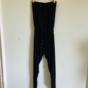 Haute Hippie Strapless Black Jumpsuit Harem Pants